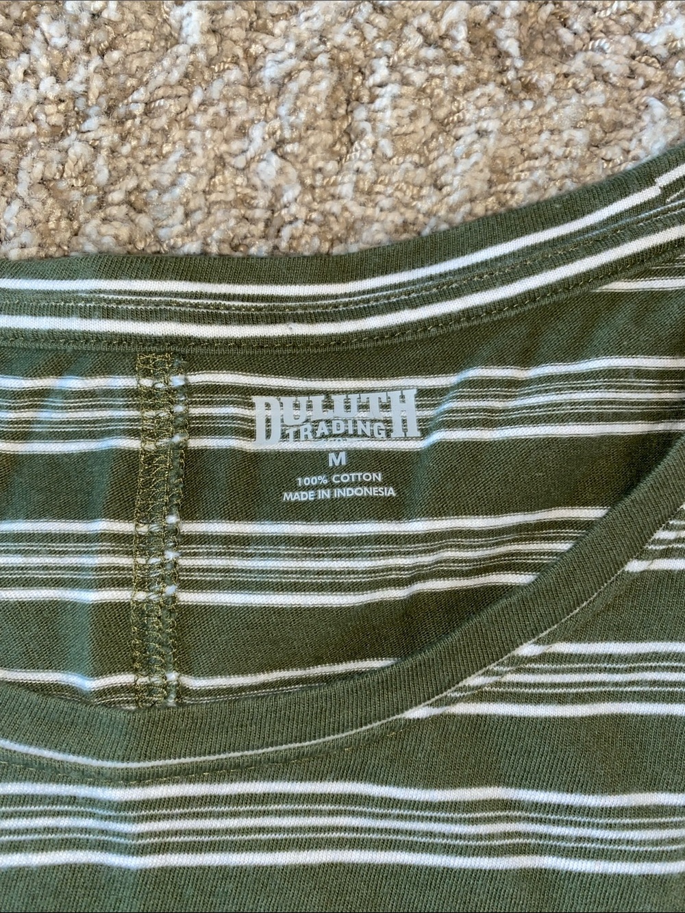 Duluth Trading Co Olive & White Striped Long-Sleeve Tee - Picture 2 of 5